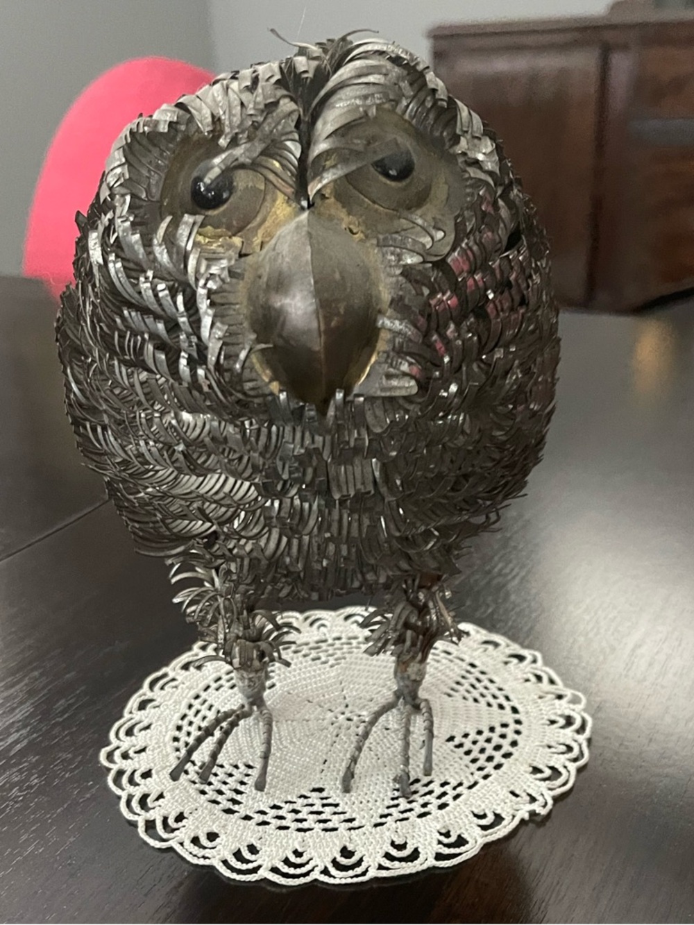 Metal Silver Owl Figurine